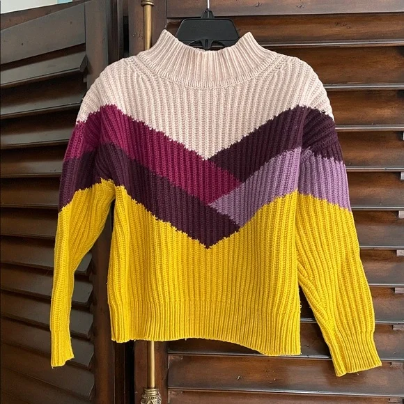 BA&SH Orlando Wool Blend Chunky Chevron Women's Sweater Small EUC RTR - Picture 2 of 9